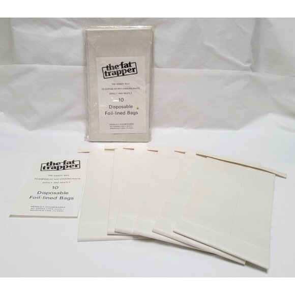 Vintage Lot of 16 The Fat Trapper Disposable Foil-Lined Bags Hot Cooking Waste - Picture 1 of 5